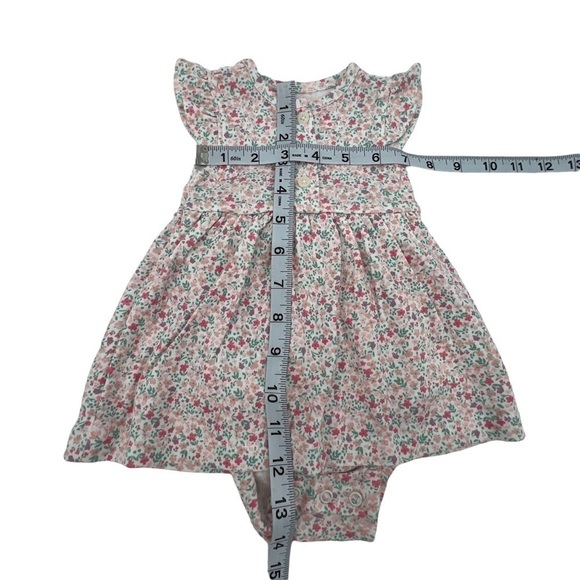 NWT Carter's Pink Purple Floral Print Flutter Sleeve Dress Size 3 Mth Baby Girl - Picture 4 of 9